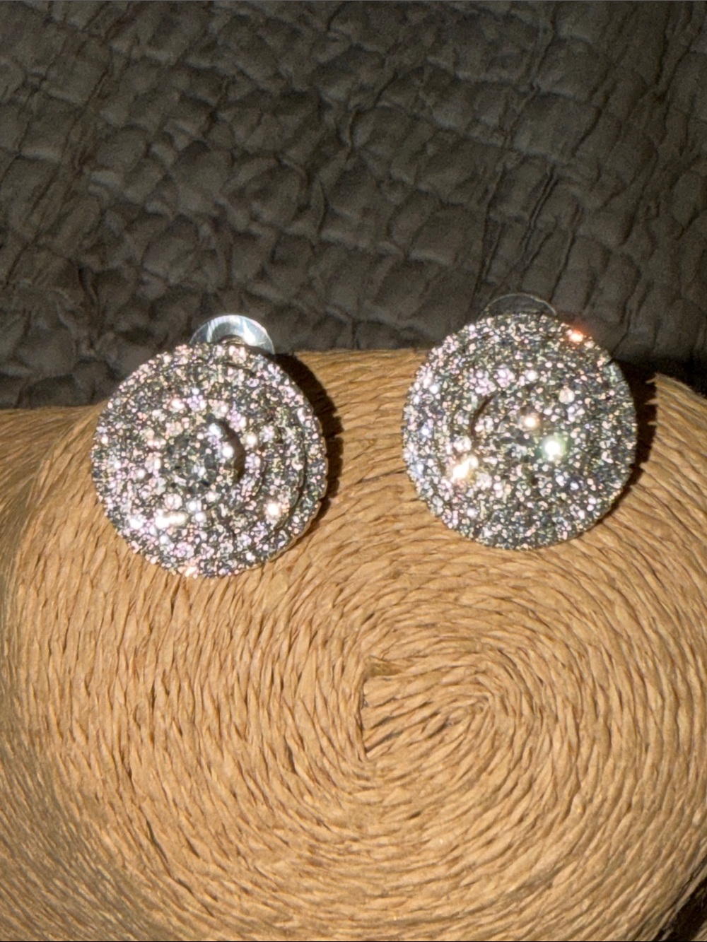 Sparkling Round Pavé Stud Earrings - Silver Crystal